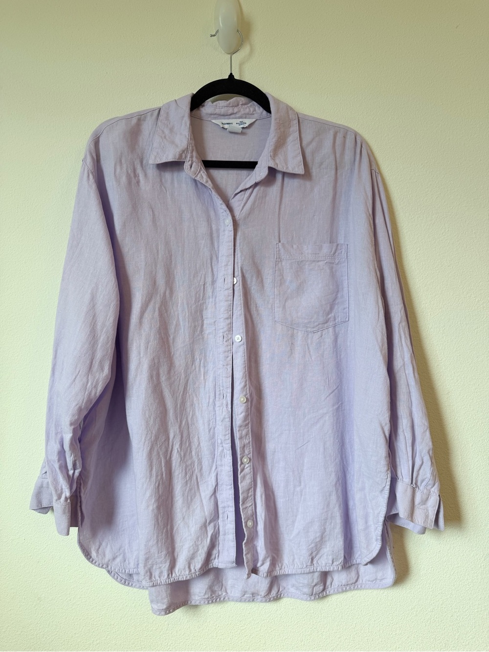 Old Navy Lavender Linen blend Boyfriend Button-Up Shirt